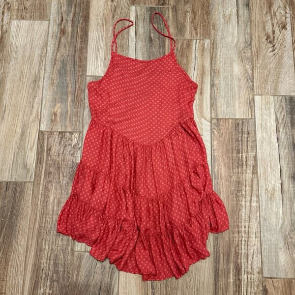 Free People Intimately Circle of Flowers Lace Up Pink Print Boho Ruffle Dress - Picture 2 of 4